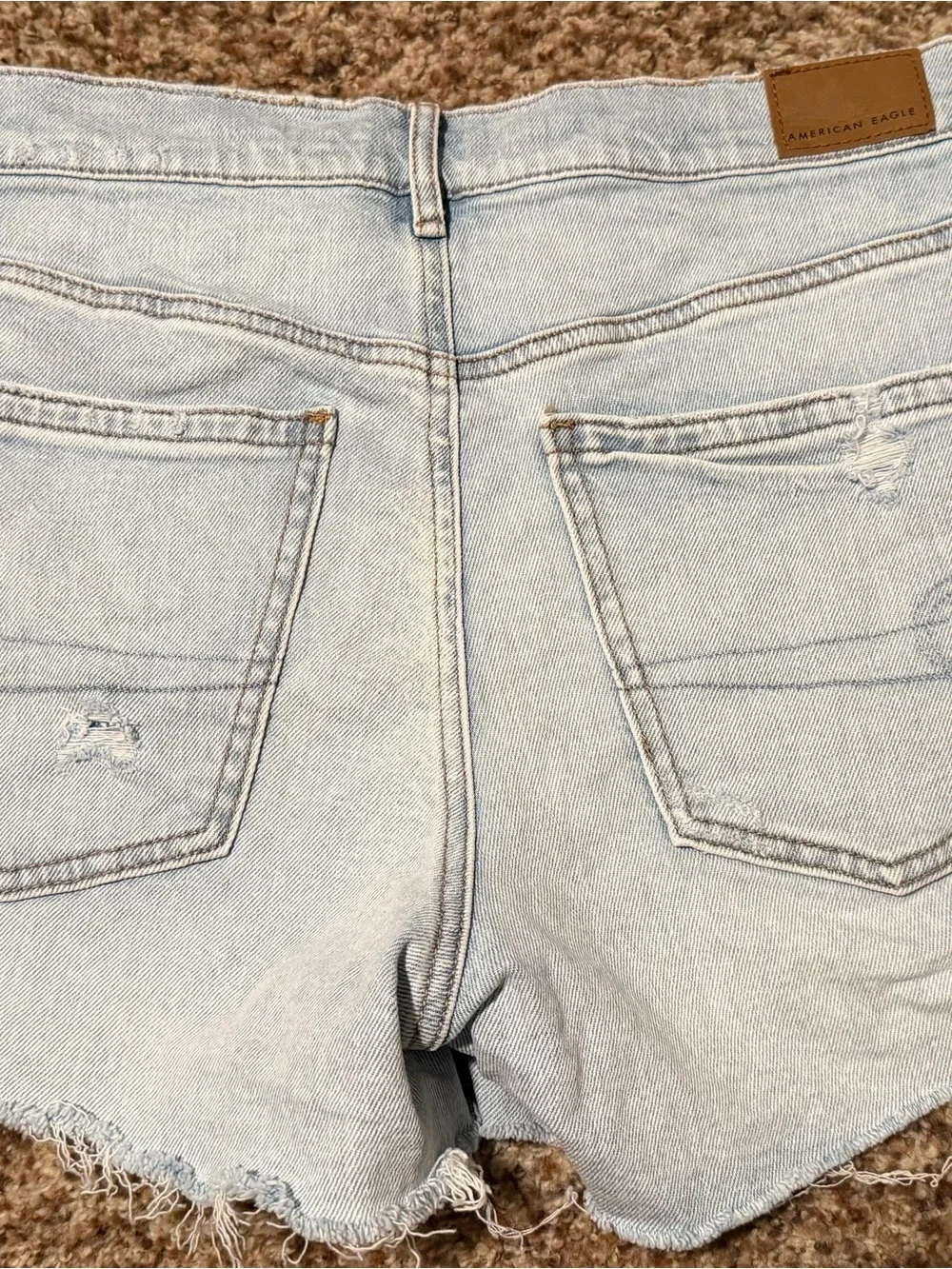 American Eagle Outfitters Light Blue Distressed High-Rise Denim Shorts